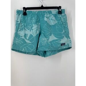 Patagonia Women's‎ Small Baggies Shorts Floral White Blue Turquoise Swim Beach